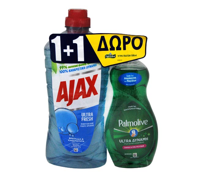 AJAX Ultra fresh 1L + PALMOLIVE dishwash liquid original 500ml FREE