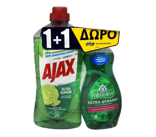 AJAX Ultra lemon 1L + PALMOLIVE dishwash liquid original 500ml FREE