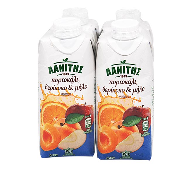 LANITIS juice ORANGE, APRICOT & APPLE 4x330ml
