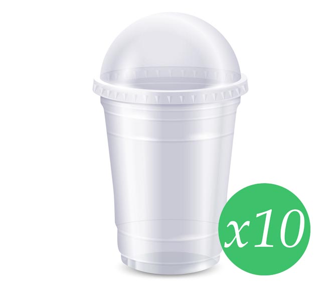 clear CATERWAYS plastic cups with lid 500cc x 10pcs