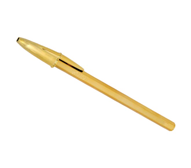 pen BIC CRISTAL gold body ball point fine 0.8mm – BLUE