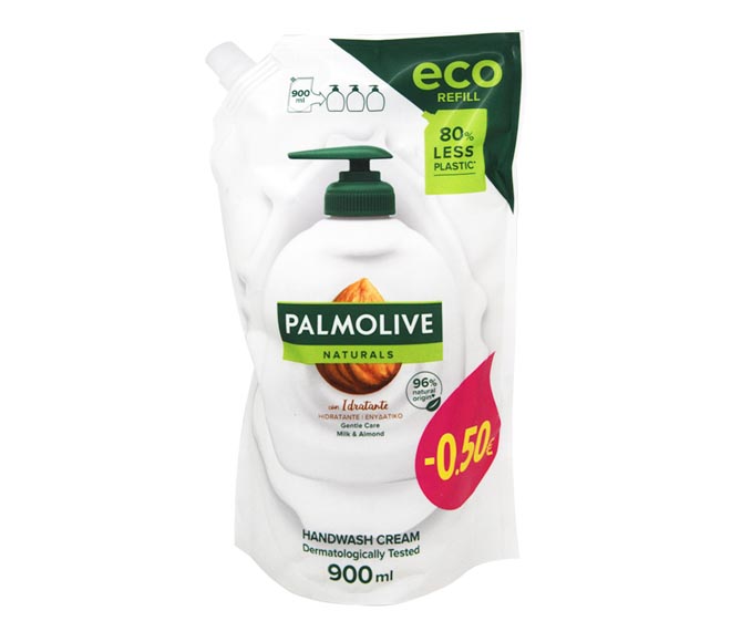 PALMOLIVE liquid hand wash refill 900ml – Milk & Almond (€0.50 LESS)