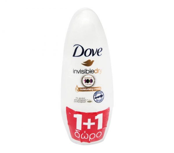 DOVE deodorant roll-on invisible dry 50ml (1 + 1 FREE)