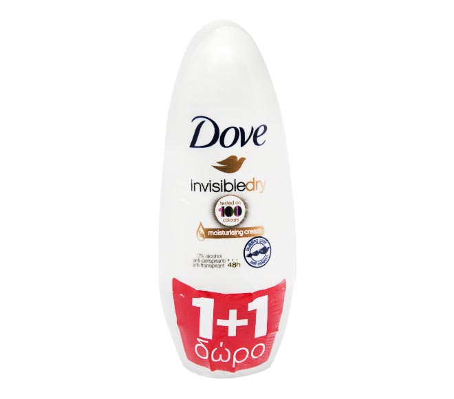 DOVE deodorant roll-on invisible dry 50ml (1 + 1 FREE)