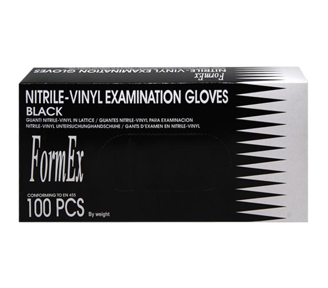 FORMEX disposable nitrile-vinyl powder-free gloves (S) 100ps – Black
