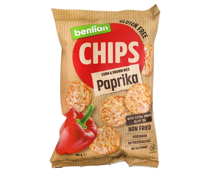 BENLIAN corn & brown rice chips 60g – paprika