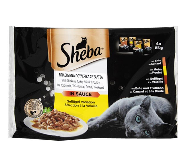 cat SHEBA selection poultry in sauce (with chicken, turkey, duck, poultry) 4x85g
