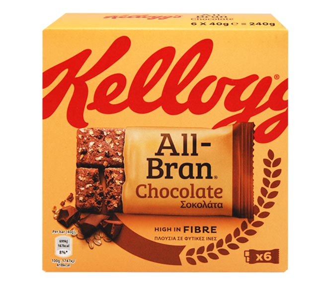 KELLOGGS bars All-Bran chocolate 6x40g