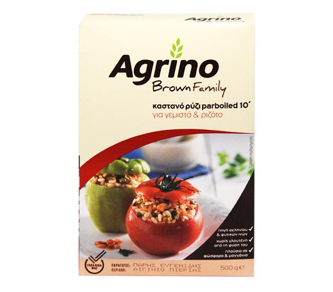 AGRINO Brown Family brown rice parboiled 10min 500g – for stuffed food