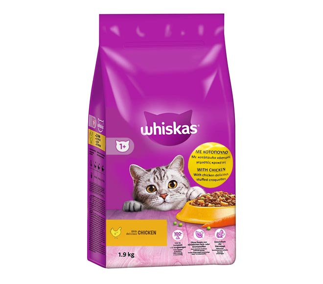 cat WHISKAS dry food adult 1.9kg – chicken stuffed croquettes