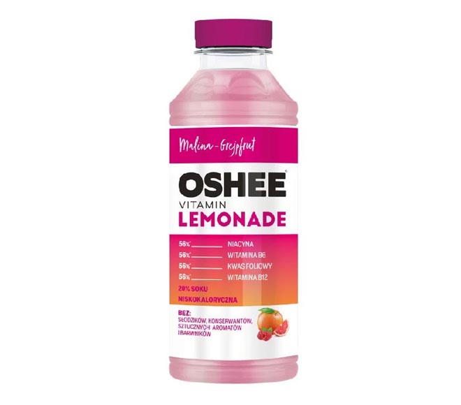 OSHEE Vitamin Water lemonade rasberry & grapefruit 555ml – low calories