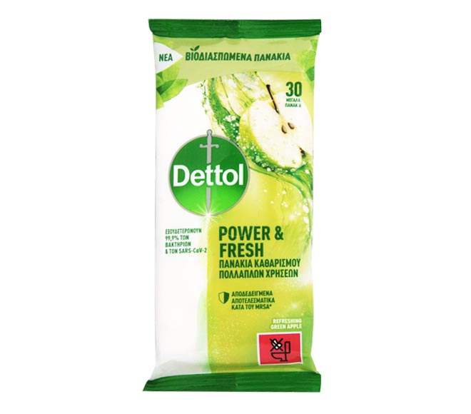 DETTOL surface wipes Power & Fresh 30pcs – Refreshing Green Apple