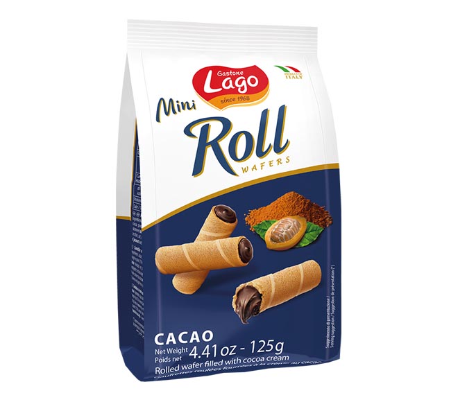 GASTONE LAGO Mini Roll Wafers 125g – Milk Cream – Cocoa
