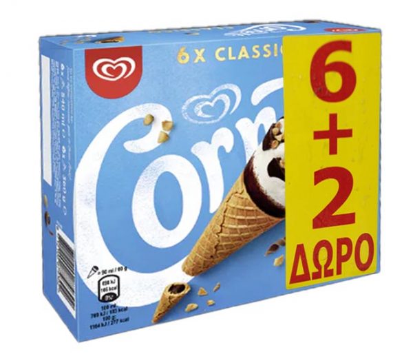 ice cream CORNETTO 8 pieces (6+2 FREE) 720ml (8X90ml) - Classic