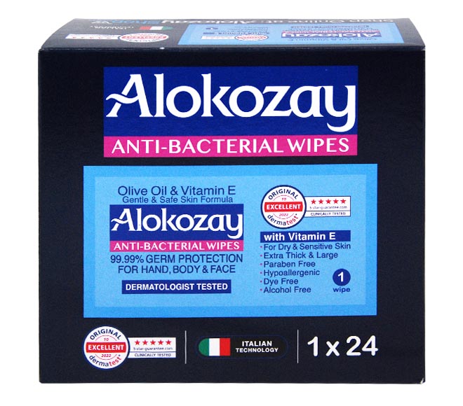ALOKOZAY wipes antibacterial 24pcs – olive oil & vitamin E
