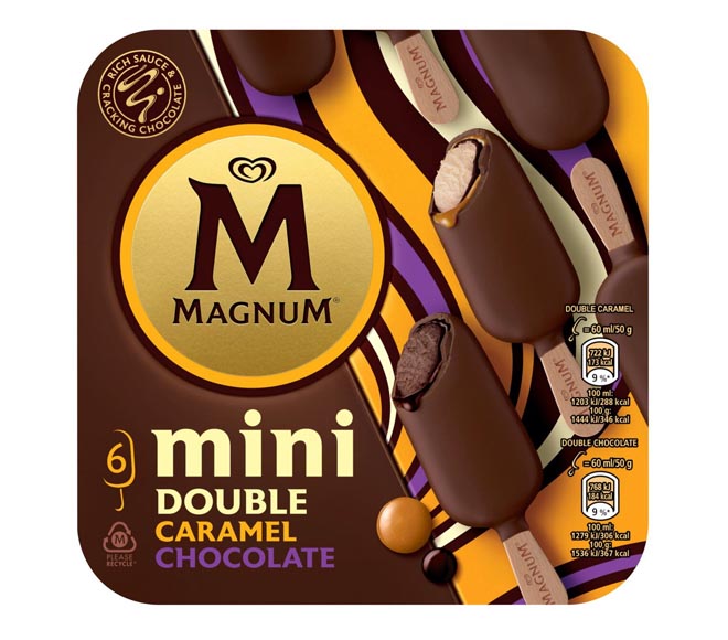 ice cream MAGNUM 330ml – mini 6 pieces (6X55ml) – Double Caramel Chocolate