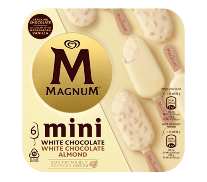 ice cream MAGNUM 330ml – mini 6 pieces  (6X55ml) – White Chocolate Almond