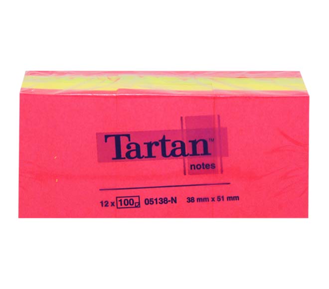 TARTAN – Multicolour Sticky Notes x1200pcs (12X100) – (38mmx51mm)