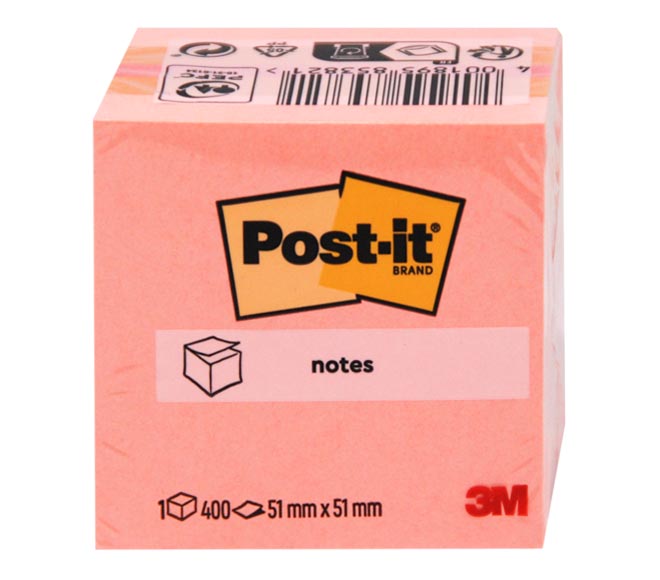 POST-IT Sticky Notes 3M pink x400 (51mm x 51mm)