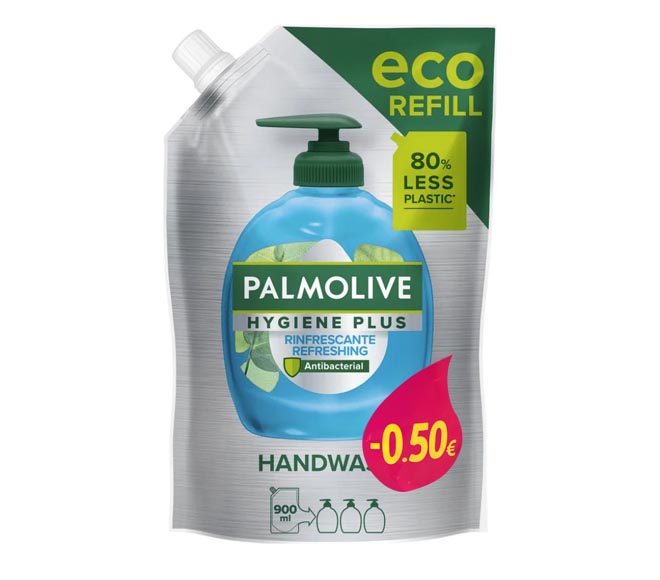 PALMOLIVE Antibacterial liquid hand wash refill 900ml – Eucaliptus Extract (€0.50 LESS)
