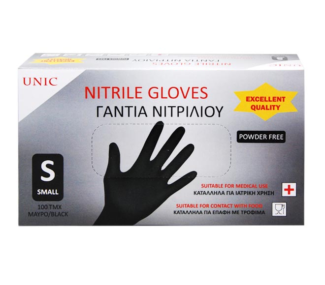 UNIC disposable nitrile powder-free gloves (S) 100pcs – black