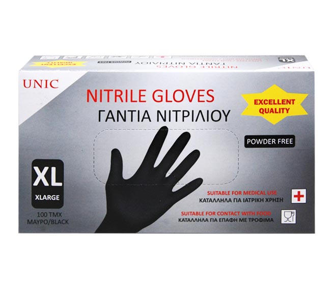 UNIC disposable nitrile powder-free gloves (XL) 100pcs – black