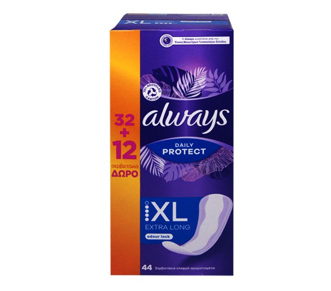 ALWAYS Daily Protect extra long 44pcs (32+12 FREE) – Extra Large