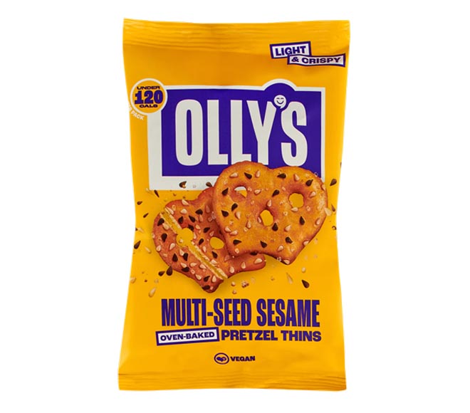 OLLYS Oven Baked Pretzel Thins 140g – Multi-Seed Sesame
