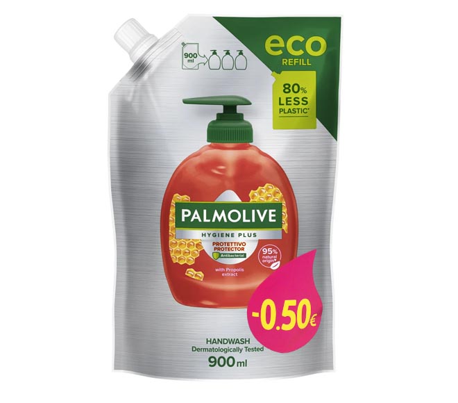 PALMOLIVE Antibacterial liquid hand wash refill 900ml – Propolis Extract (€0.50 LESS)
