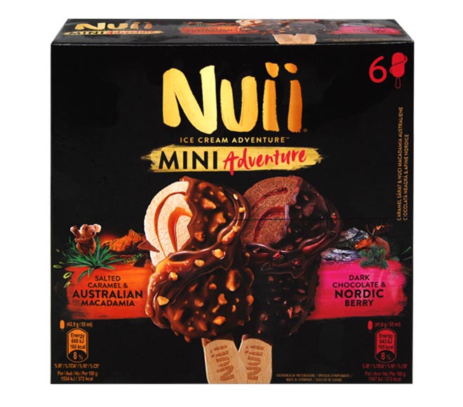 ice cream NUII mini dark chocolate & Nordic Berry / salted caramel & Australian Macadamia 6X55g