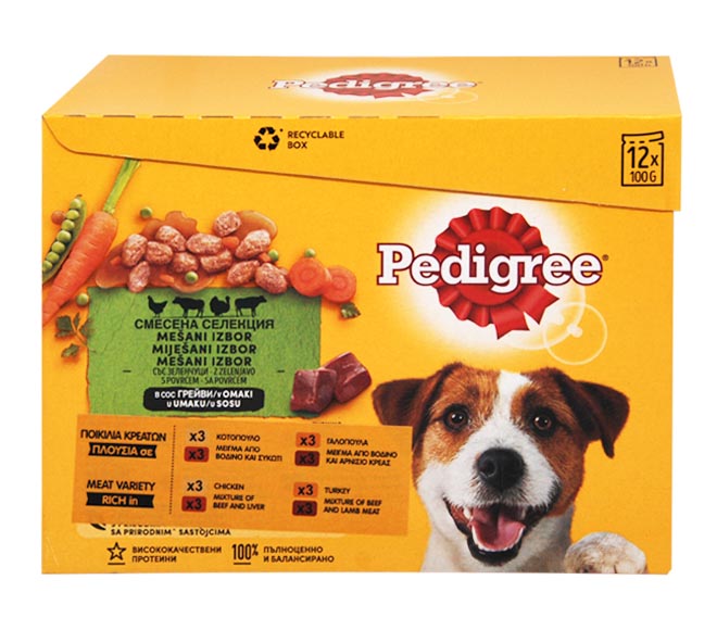 dog PEDIGREE adult pieces of variety meat in gravy 12X100g
