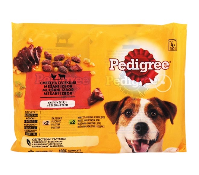 dog PEDIGREE pieces of chicken and lamb liver in gravy 4X100g
