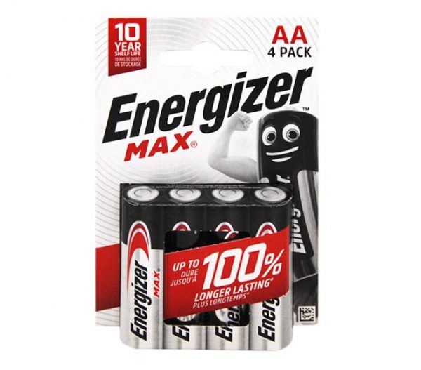 ENERGIZER Max Type AA Alkaline Batteries, pack of 4