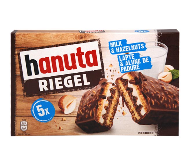 FERRERO Hanuta Riegel wafer wth cacao & hazelnut 5 X 34.5g