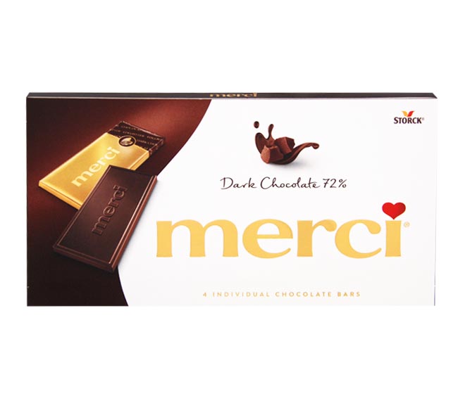 STORCK Merci 4 individual chocolate bars 100g – Dark Chocolate 72%