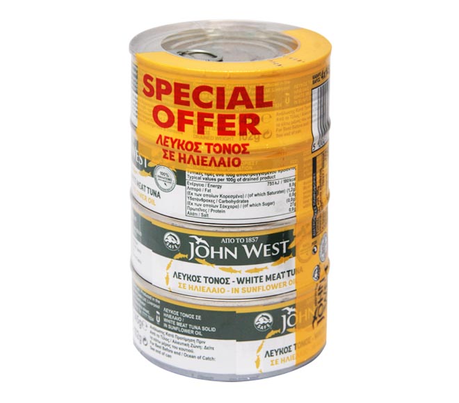JOHN WEST tuna white meat in sunflower oil 4x145g (SPECIAL OFFER)
