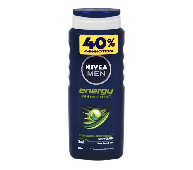 NIVEA MEN shower gel 500ml – energy (-40% LESS)