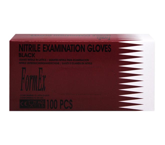FORMEX disposable nitrile-vinyl powder-free gloves (M) 100ps – Black