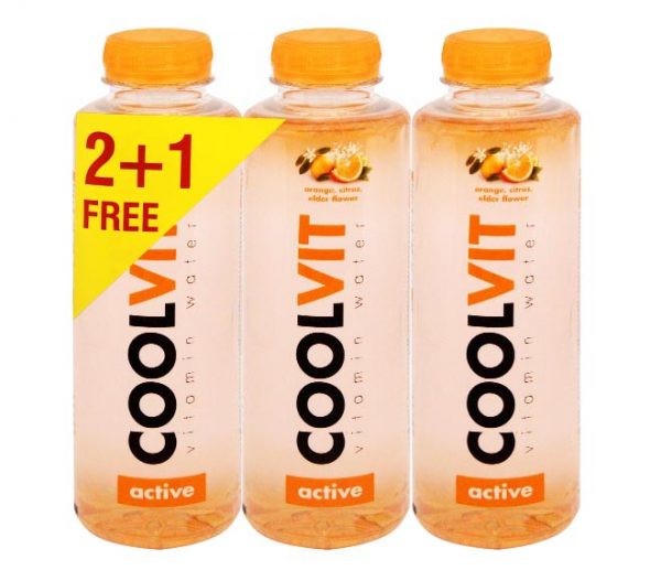 COOLVIT Vitamin Water 3X500ml - Active ( orange, citrus, elder flower ) (2+1 FREE)