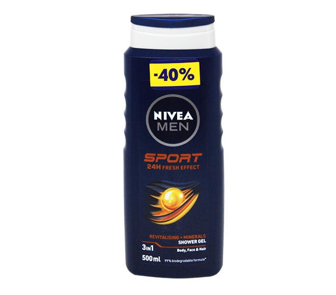 NIVEA MEN shower gel 500ml – sport (-40% LESS)