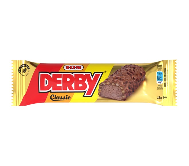 ION Derby milk chocolate with crisp rice and coconut filling 38g