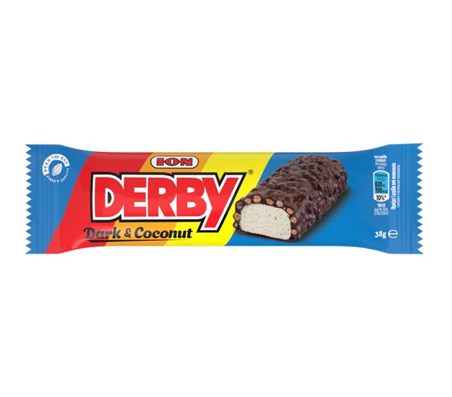 ION Derby dark chocolate with crisp rice and coconut filling 38g