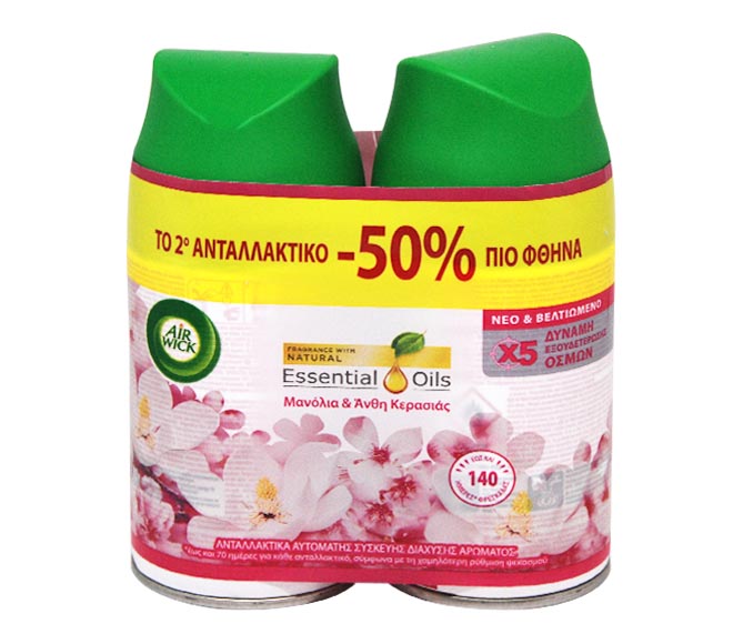 AIR WICK Freshmatic refill spray 2X250ml – Magnolia & Cherry Blossom (second refill -50% LESS)