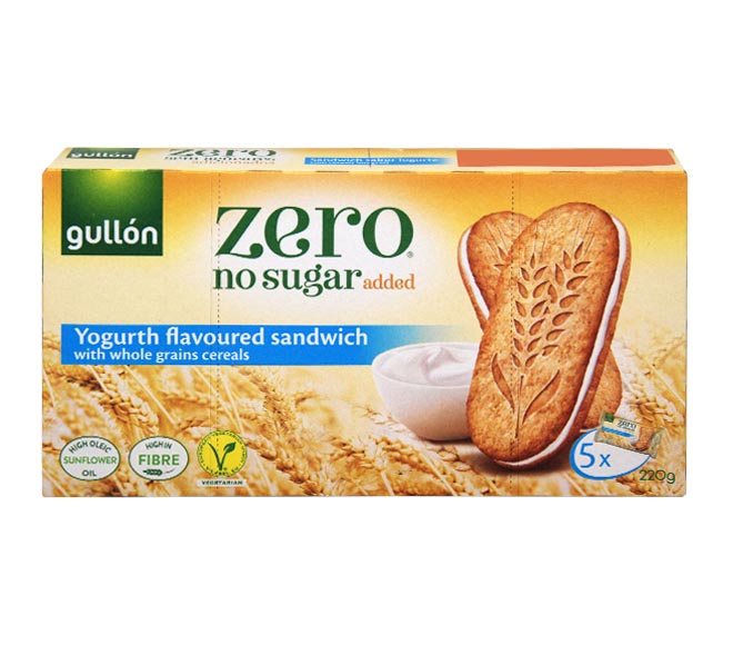 GULLON Zero no sugar addet sandwich whole grans biscuits 5 x 44g – Yogurt