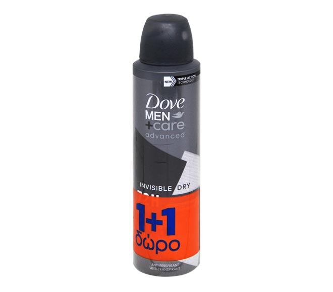 DOVE Men advanced deodorant spray 150ml – Invisible Dry (1+1 FREE)