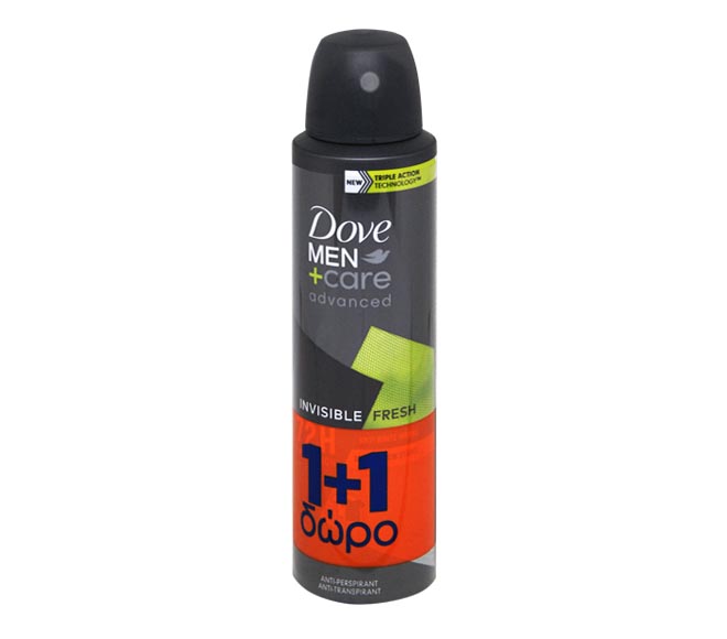 DOVE Men advanced deodorant spray 150ml – Invisible Fresh (1+1 FREE)