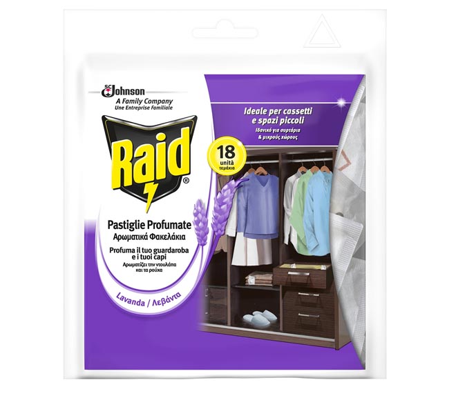 RAID aromatic sachets for wardrobe 18clepcs – Lavender