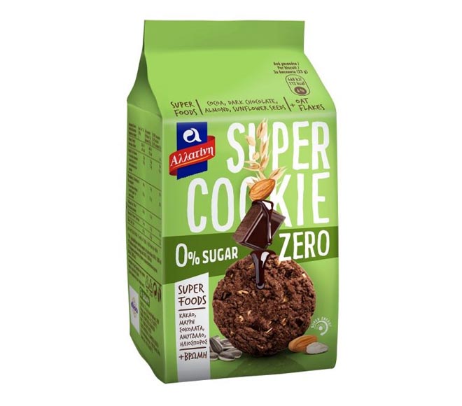 ALLATINI Super Cookie 0% sugar (8cps) 180g – dark chocolate, almond, sunflower seed & oat