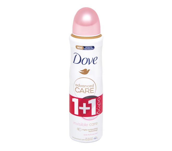 DOVE Advanced Care deodorant spray 150ml – Invisible Care (1+1 FREE)