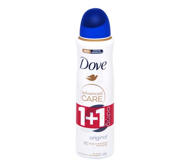 DOVE Advanced Care deodorant spray 150ml – original (1+1 FREE)